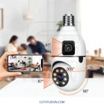 دوربین مداربسته لامپی دو لنز SQ002-W-L | ۶ مگاپیکسل وای فای با دید در شب رنگی