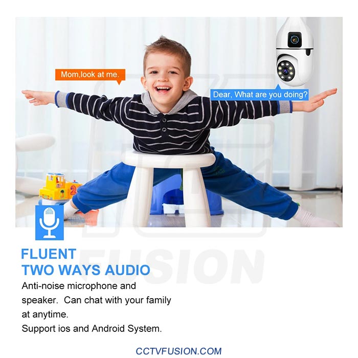 دوربین مداربسته لامپی دو لنز SQ002-W-L | ۶ مگاپیکسل وای فای با دید در شب رنگی