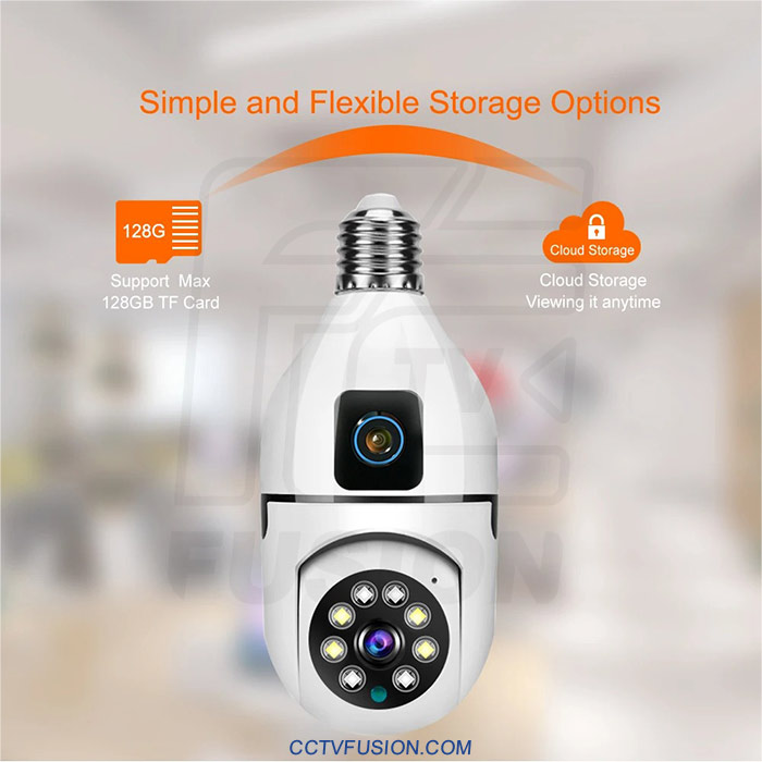 دوربین مداربسته لامپی دو لنز SQ002-W-L | ۶ مگاپیکسل وای فای با دید در شب رنگی