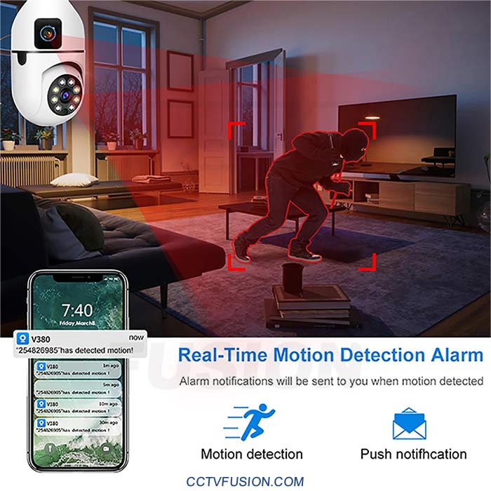 دوربین مداربسته لامپی دو لنز SQ002-W-L | ۶ مگاپیکسل وای فای با دید در شب رنگی