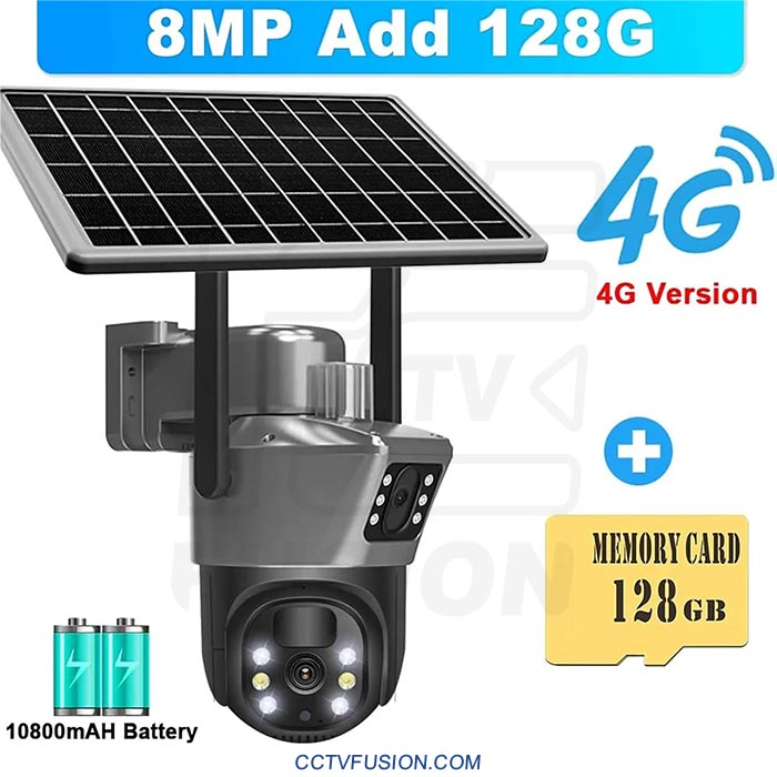 دوربین مداربسته سولار سیمکارتخور دو لنز TD36-4G-Solar | کیفیت 4K، چرخش ۳۶۰ درجه و دید در شب رنگی