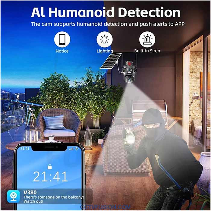 دوربین مداربسته سولار 4K سیم کارتی دو لنز