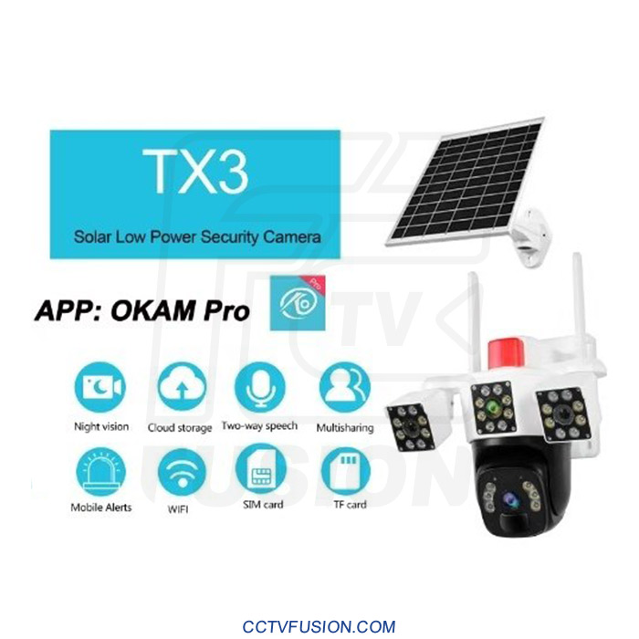 دوربین مداربسته اسپید دام سولار ۴ لنز TX3 – بیسیم، ۳۶۰ درجه، دید در شب رنگی و تعقیب هوشمند