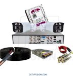 پکیج اقتصادی دوربین مداربسته ۴ کانال نواتک با دو دوربین فول‌کالر فلزی و DVR چهار کانال به‌همراه هارد ۵۰۰ گیگ