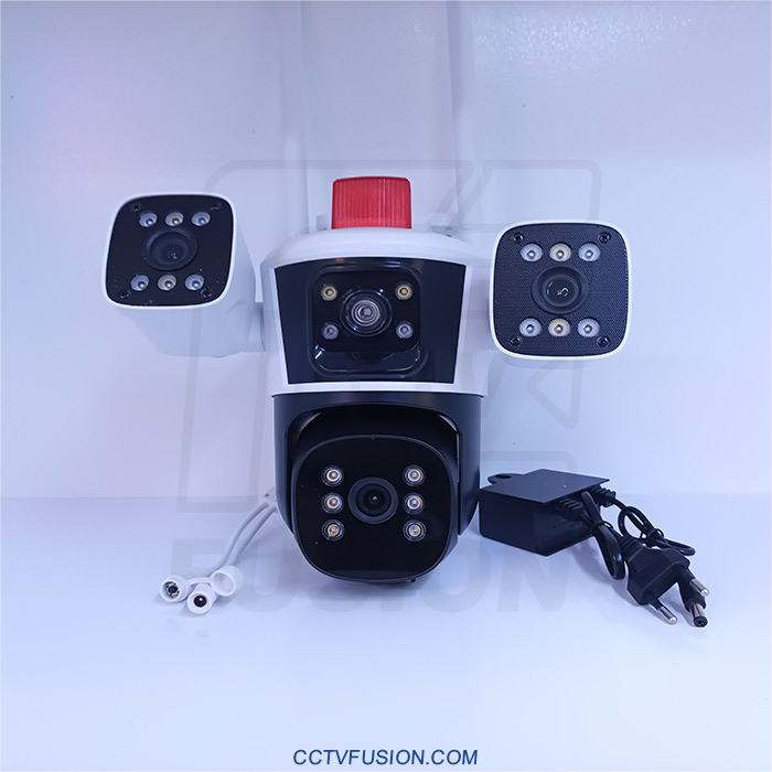 دوربین مداربسته سه لنز سیمکارتی O-Kam QQ849-WP-4-4G – مینی اسپید دام ۵ مگاپیکسل با دید در شب رنگی و پوشش ۳۶۰ درجه