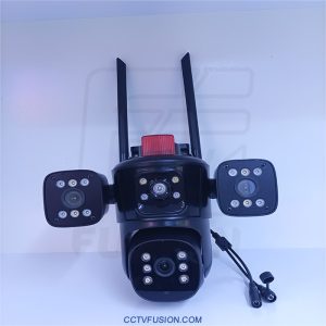 دوربین مداربسته سه لنز سیمکارتی O-Kam QQ849B-WP-4-4G – مینی اسپید دام ۵ مگاپیکسل با دید در شب رنگی و پوشش ۳۶۰ درجه