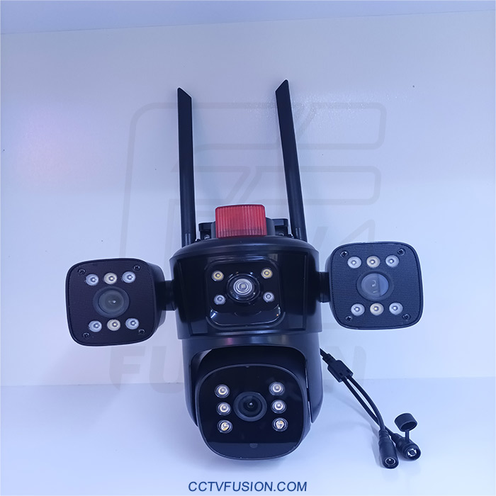 دوربین مداربسته سه لنز سیمکارتی O-Kam QQ849B-WP-4-4G – مینی اسپید دام ۵ مگاپیکسل با دید در شب رنگی و پوشش ۳۶۰ درجه