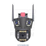 دوربین مداربسته سه لنز سیم‌کارتی O-Kam QQ839-WP-4-4G – اسپید دام ۵ مگاپیکسل با دید در شب رنگی و چرخش ۳۶۰ درجه