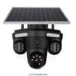 دوربین مداربسته سه لنز سولار سیم‌کارتی OKAM QQ871BD-WP-4-4G-AS-T – ۵ مگاپیکسل، دید در شب رنگی و تعقیب هوشمند