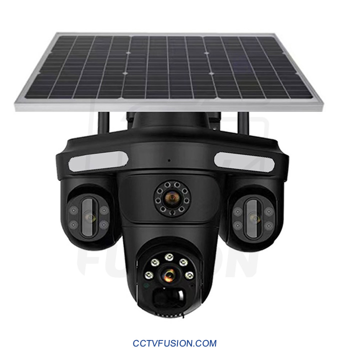 دوربین مداربسته سه لنز سولار سیمکارتی OKAM QQ871BD-WP-4-4G-AS-T – ۵ مگاپیکسل، دید در شب رنگی و تعقیب هوشمند