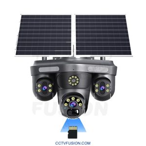 دوربین مداربسته سه لنز سولار سیمکارتی OKAM QQ871BD-WP-4-4G-AS-T – ۵ مگاپیکسل، دید در شب رنگی و تعقیب هوشمند