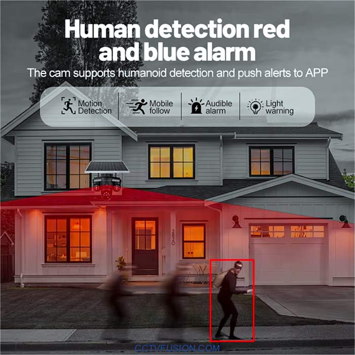 دوربین مداربسته سه لنز سولار سیمکارتی OKAM QQ871BD-WP-4-4G-AS-T – ۵ مگاپیکسل، دید در شب رنگی و تعقیب هوشمند