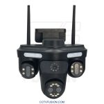 دوربین مداربسته سه لنز سیم‌کارتی OKAM QQ871BVMS-WP-4-4G – اسپید دام ۵ مگاپیکسل با زوم ۱۰× و دید در شب رنگی