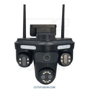 دوربین مداربسته سه لنز سیمکارتی OKAM QQ871BVMS-WP-4-4G – اسپید دام ۵ مگاپیکسل با زوم ۱۰× و دید در شب رنگی