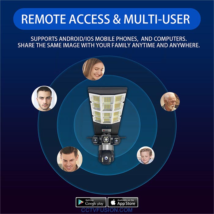 دوربین سیمکارتی سولار پرژکتوری LD002 | سه لنز، 4G، چرخش PTZ و دید در شب فولکالر