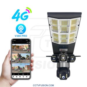 دوربین سیمکارتی سولار پرژکتوری LD002 | سه لنز، 4G، چرخش PTZ و دید در شب فول‌کالر