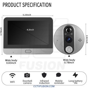 خرید چشمی دیجیتال درب هوشمند ED-300P Smart WiFi Door Viewer | چشمی وایفای پشت درب با باتری 5000mAh و دید در شب