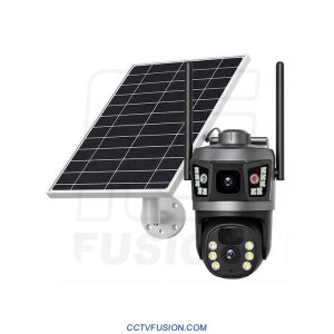 دوربین سولار سیم‌کارتی VCS87H-G | دو لنز ۵ مگاپیکسل، PTZ ۳۶۰ درجه، پنل خورشیدی ۷ وات، سنسور PIR+AI، دید رنگی شب، اپلیکیشن V380 Pro