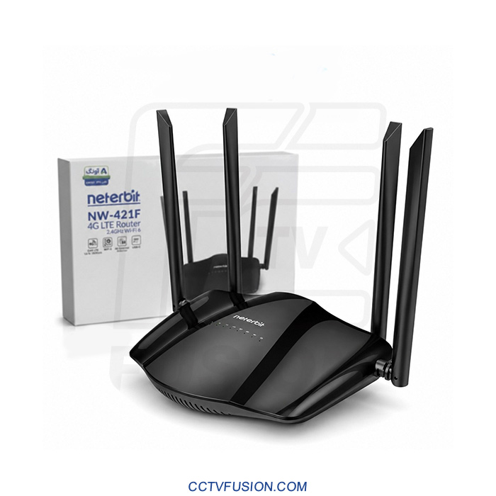 مودم 4G LTE نتربیت مدل NW-421F | Wi-Fi 6، سرعت ۱۵۰ مگابیت، ۴ آنتن (۲ آنتن 4G + ۲ آنتن Wi-Fi)، اتصال تا ۱۰ کاربر، دارای رجیستری