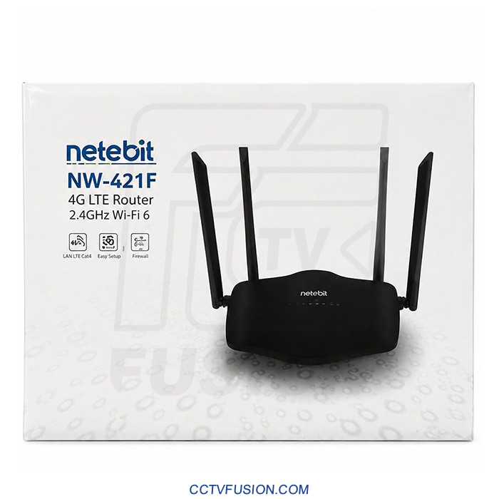 مودم 4G LTE نتربیت مدل NW-421F | Wi-Fi 6، سرعت ۱۵۰ مگابیت، ۴ آنتن (۲ آنتن 4G + ۲ آنتن Wi-Fi)، اتصال تا ۱۰ کاربر، دارای رجیستری